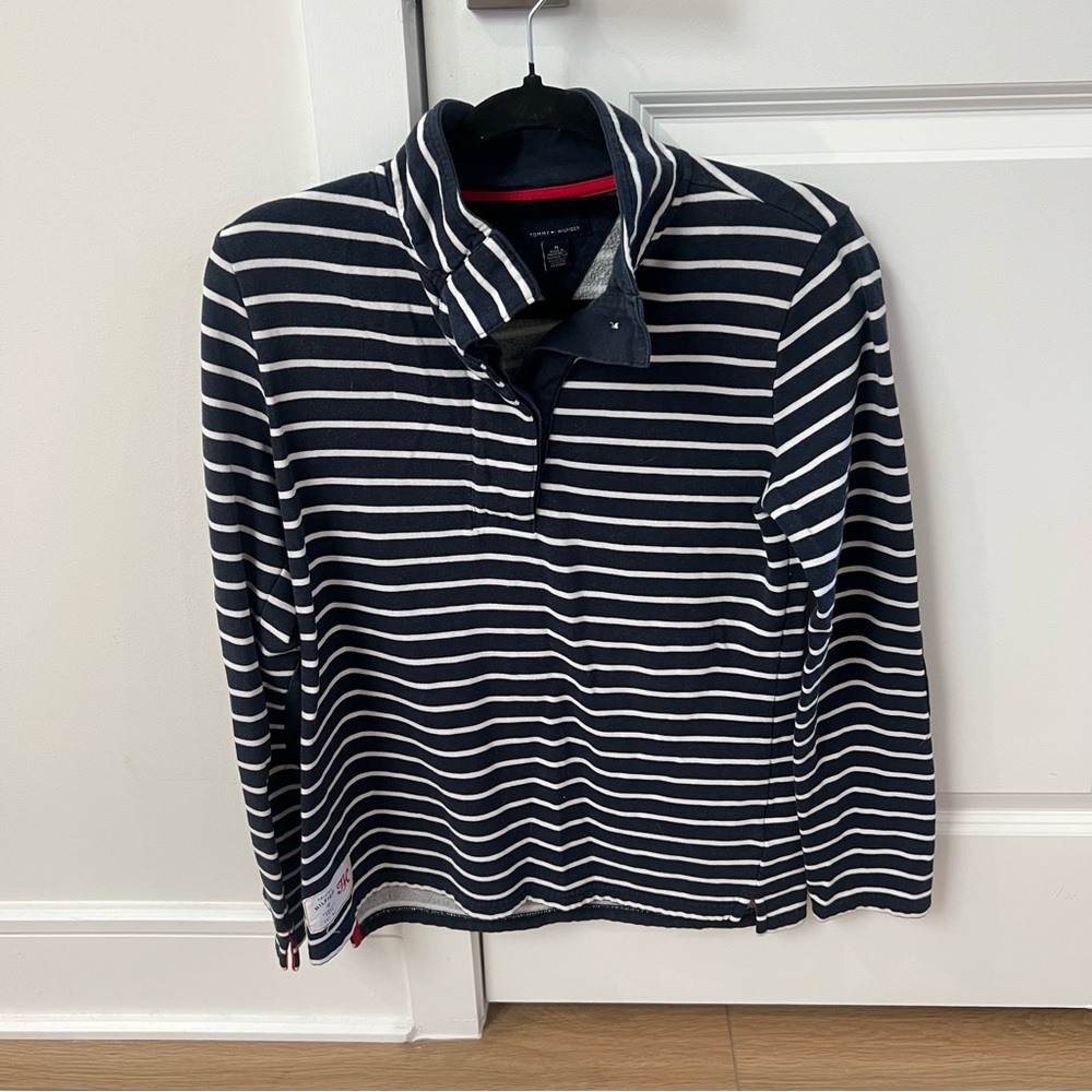 Tommy Hilfiger Navy and White Striped Top